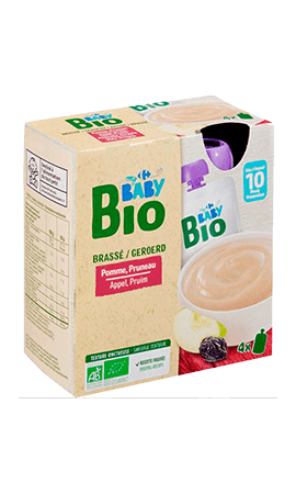 Gourde lactée bébé bio pomme pruneau 10 mois Carrefour Baby Bio — photo du produit