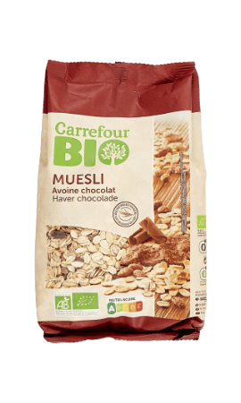 Céréales muesli avoine chocolat Carrefour Bio — photo du produit
