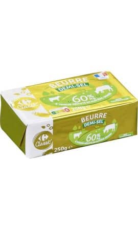 Beurre demi-sel 60% MG Carrefour Classic' — photo du produit