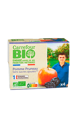 Compote bio pomme pruneau s/sucres ajoutés Carrefour Bio — photo du produit