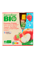 Dessert bio pomme fraise sans sucres ajoutés Carrefour Bio — photo du produit