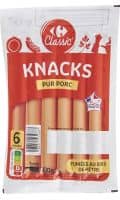 Knacks pur porc Carrefour Classic' — photo du produit