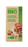 Tablette De Chocolat Au Lait Noisettes Entières Carrefour Bio — photo du produit