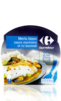 Merlu blanc sauce marinière et riz basmati Carrefour — photo du produit