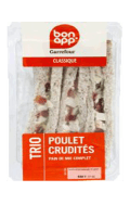 Sandwich trio poulet crudités Carrefour Bon App' — photo du produit