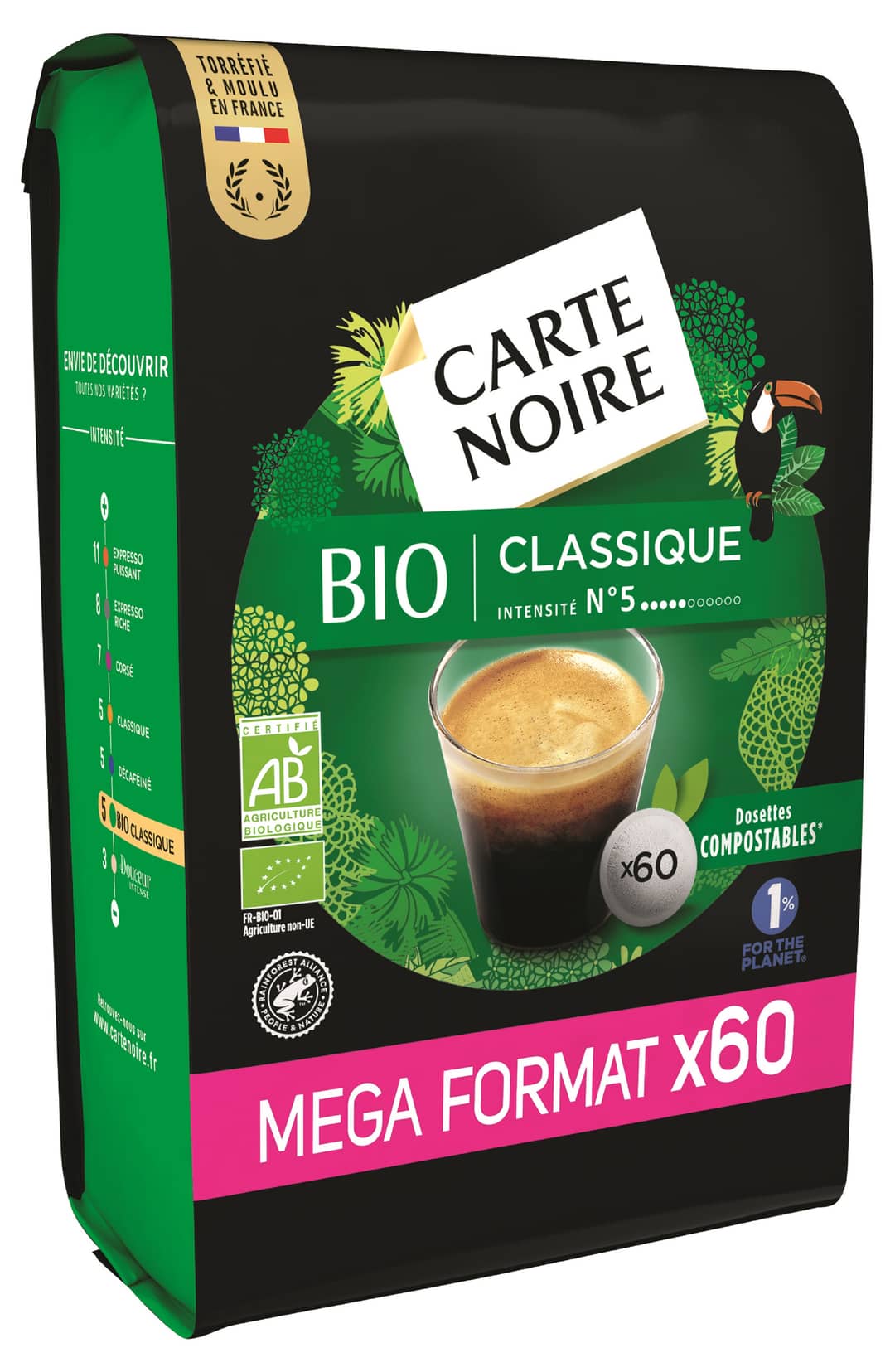 Carte Noire 60 dosettes souples Bio 384g — photo du produit