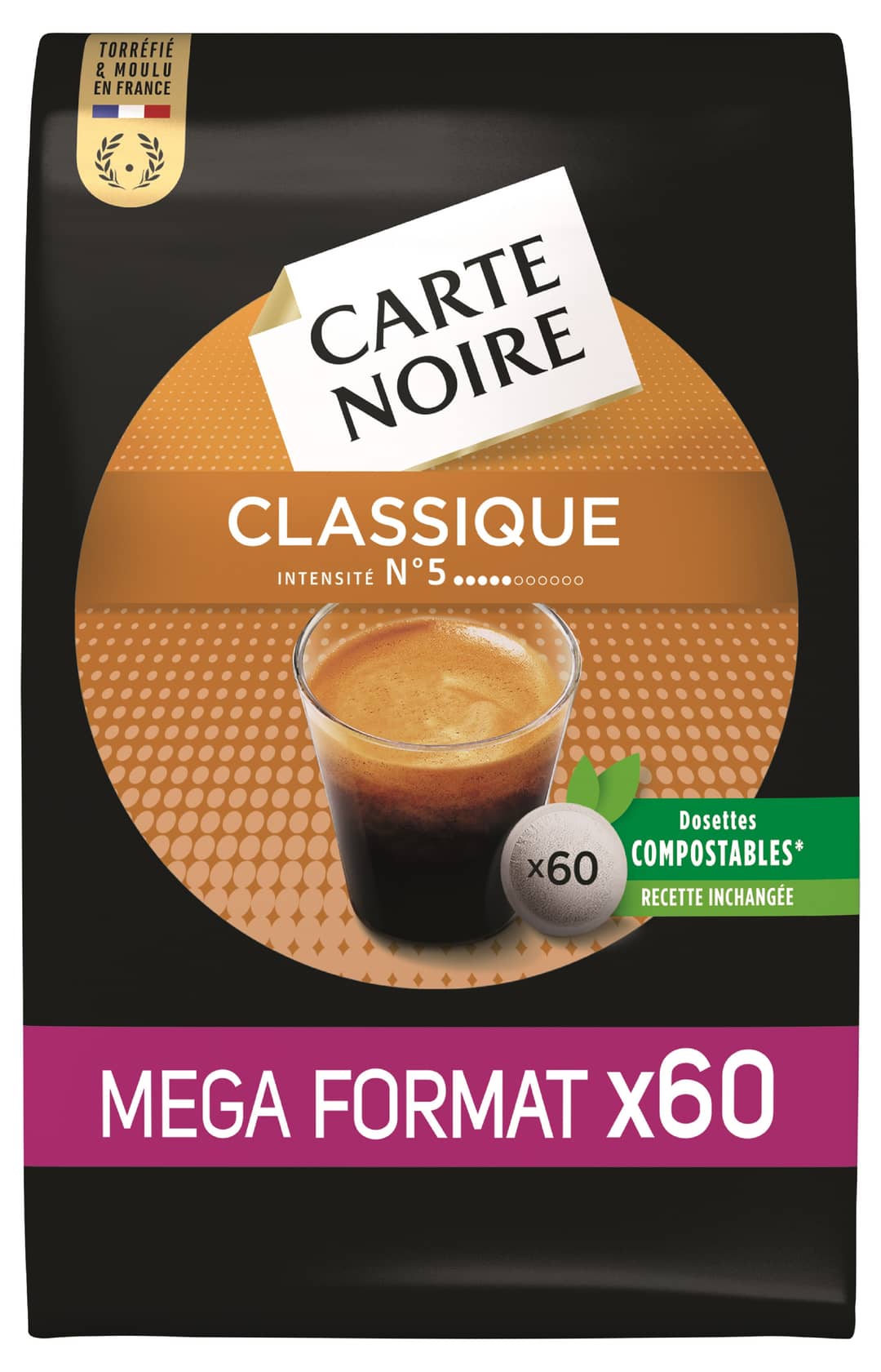 Carte Noire 60 dosettes souples Classique Mega Format Compostables 420g — photo du produit