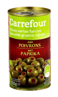 Olives vertes farcies aux poivrons Carrefour — photo du produit