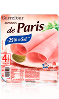 Jambon de Paris 4 tranches taux de sel réduit Carrefour — photo du produit