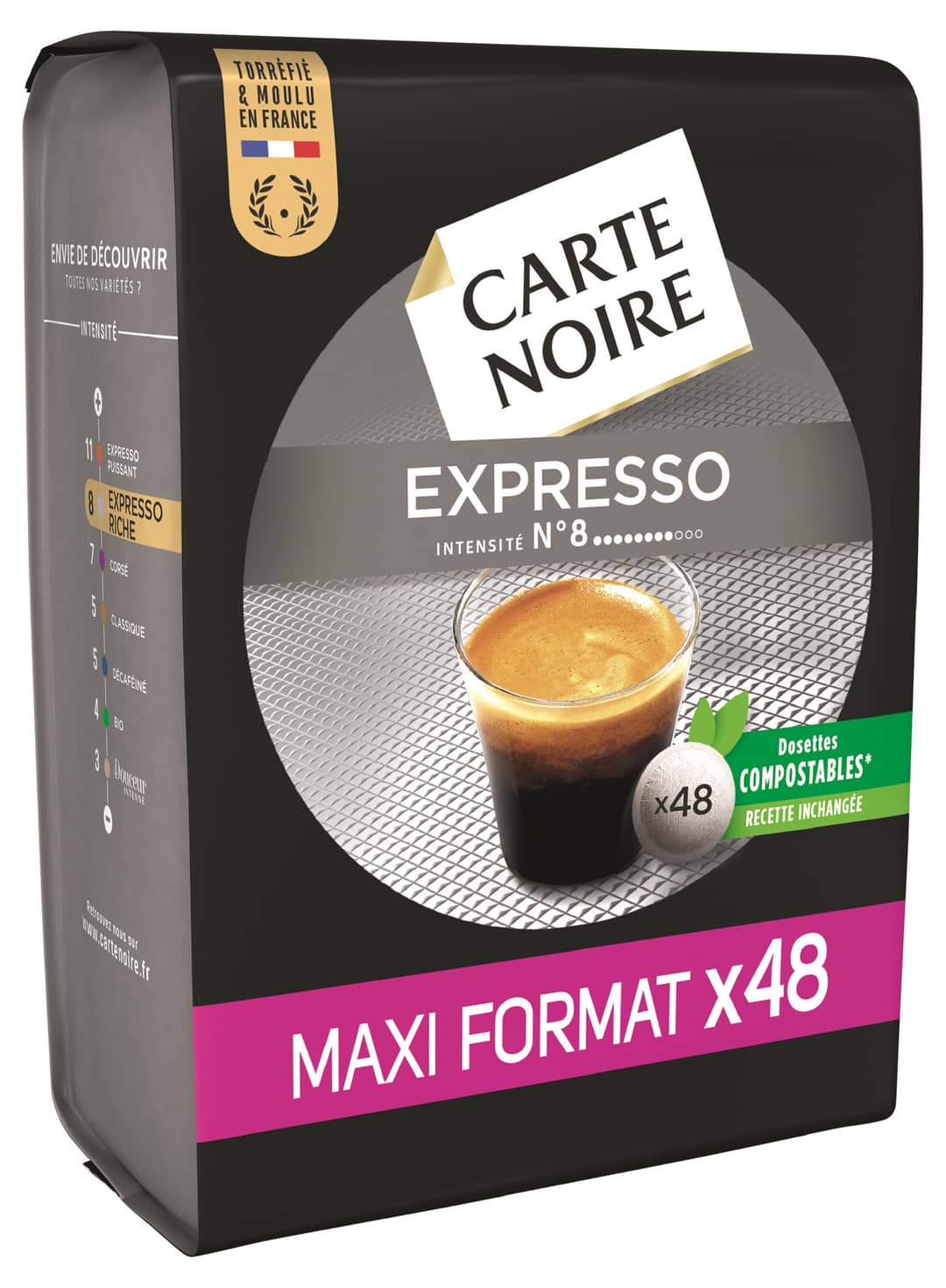 Carte Noire 48 dosettes souples Expresso N°8 Maxi Format 336g — photo du produit