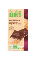 Tablette de chocolat noir bio quinoa soufflé Carrefour Bio — photo du produit