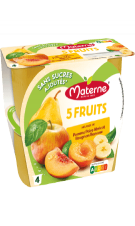 Compotes Coupelles 5 Fruits Jaunes Materne — photo du produit